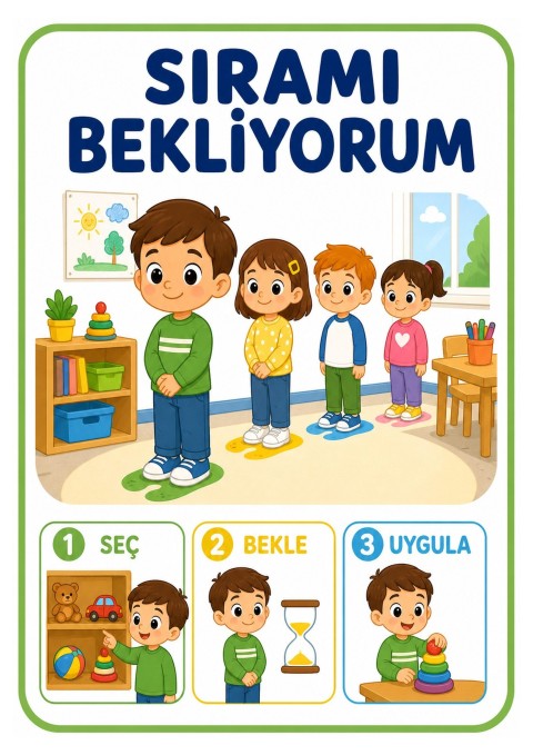 Sırayı Bekleyen Çocuklar: Eğlenceli Eğitim Materyali