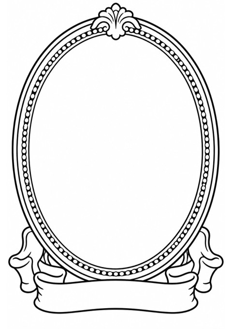 Vintage Oval Picture Frame Design | Decorative Empty Frame Illustration