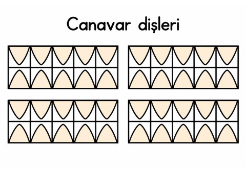 Canavar Dişleri Eğitici Görsel - 4 Satır, 6 Sütun Deseni