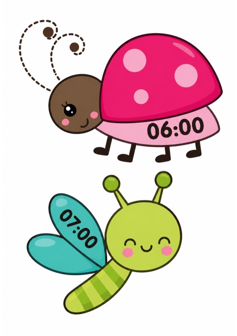 Eğlenceli Saat Öğrenme: 06:00 ve 07:00 Zamanları ile Sevimli Karınca ve Salyangoz