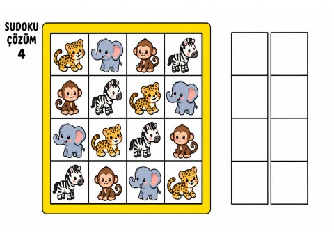 Sudoku Çözüm 4: Hayvan Temalı Sudoku Problemi