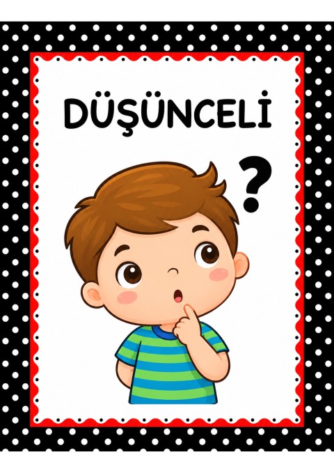 Düşünceli Çocuk İllüstrasyonu - Eğitici Materyal