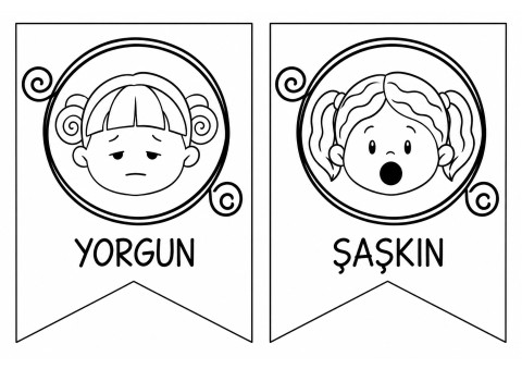 Duygular: Yorgun ve Şaşırmış İfadeleri Temsil Eden Eğitim Materyali