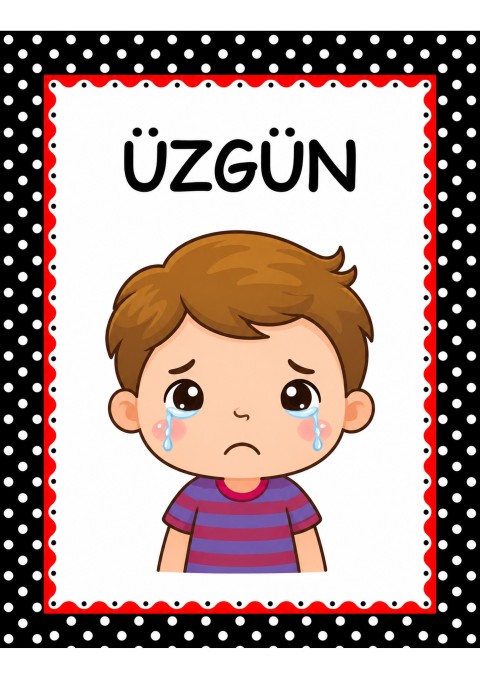 Üzgün hisi ifade ederken çocuklar için ders materyali