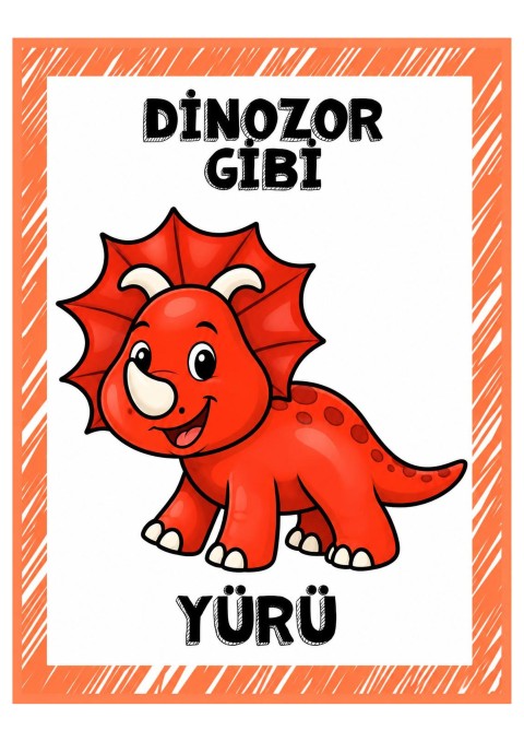 Dinozor gibi yürü eğitici kart