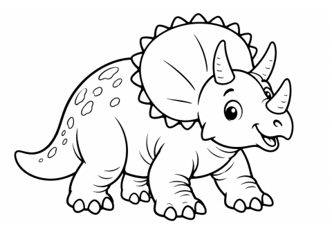 Çizgi Film Tarzında Triceratops Çizimi - Eğitici Boyama Sayfası