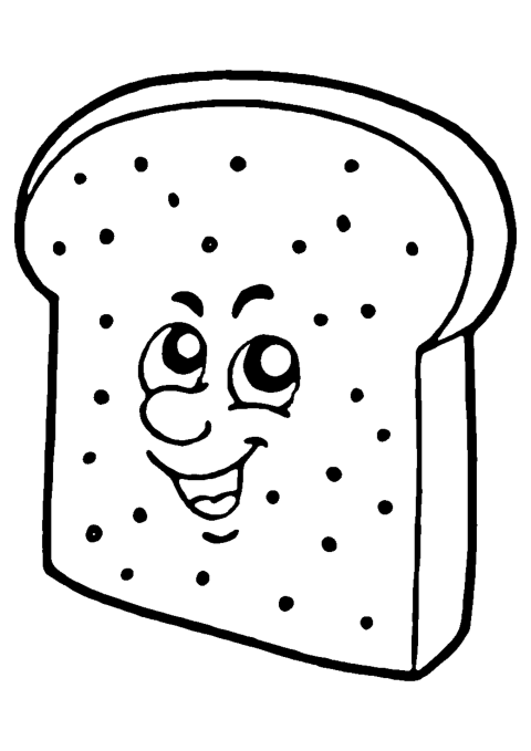 Sour Smile: Animated Bread Character Coloring Page
