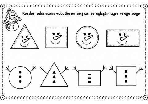 Karı Kış Temalı Geometrik Şekil Eşleştirme Etkinliği