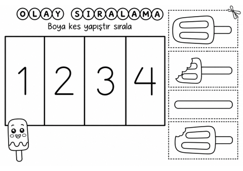 Olay Sıralama: 1, 2, 3, 4 - Dondurma Figürleri ile Sıralama Etkinliği