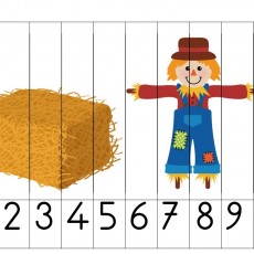 Eğitsel Sayı ve Şeytan Korkuluğu Resmi: 0-9 Sayıları ve Saman Balya