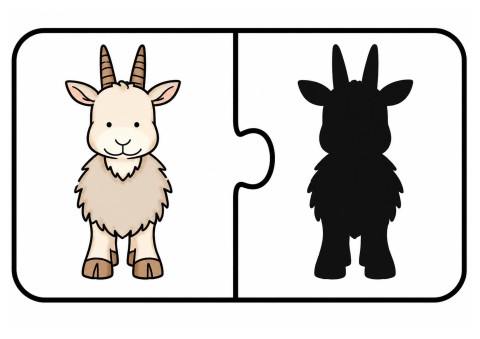 Eğitsel Puzzle: Keçi ve Gölgesi | Hayvanlar ve Gölge Öğrenimi 1 (Bir)