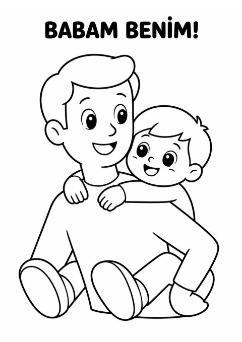 Baba ve çocuk ilişkisi çizgisi - eğitimsel görsel