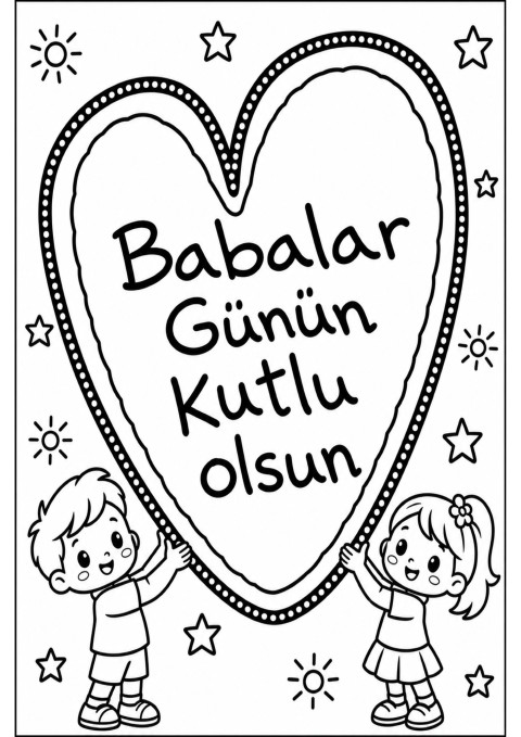 Babalar Günü Kutlama Aktivitesi - 2 Çocuk, Kalp İçinde Yazı