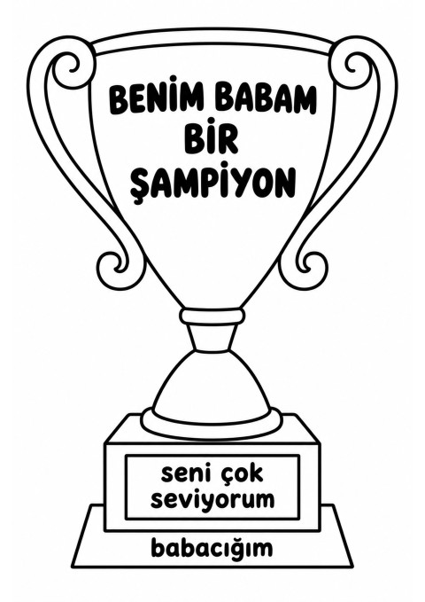 Bir takım şampiyonu kupası: babama sevgi dolu bir mesaj