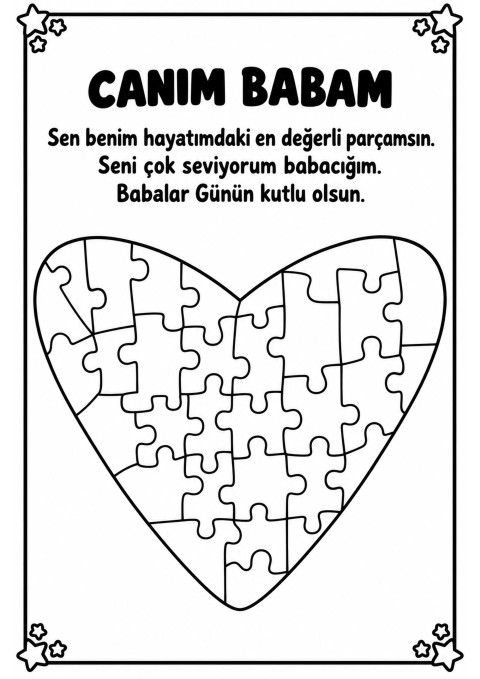 Puzzle Şeklinde Kalp, Babalar Günü Mesajı