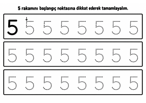 5 Rakamının Bağlantı Noktalarını Tamamlama Alıştırması