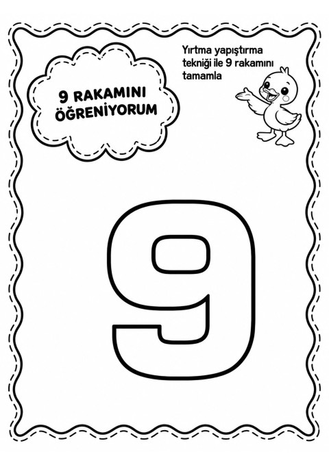 9 Rakamını Öğreniyorum - Yırtma Yapıştırma Tekniği ile 9 Rakamının Tamamlanması