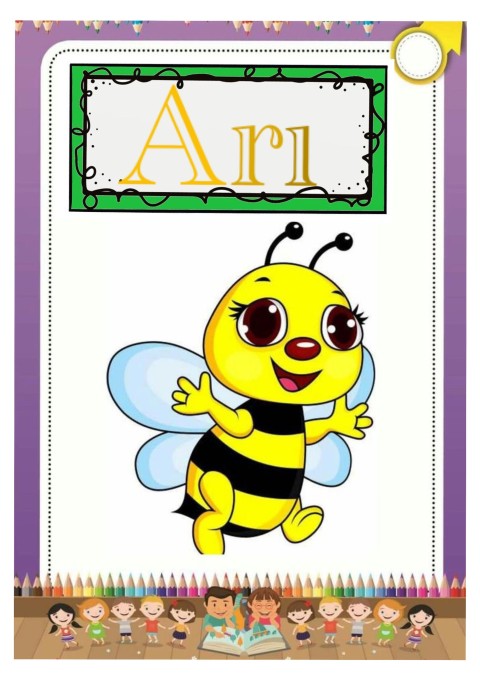 Eğlenceli Arı Eğitici Kartı - 1 (A, sessiz-büyük; r, sesli-küçük)