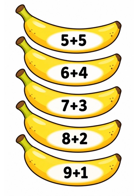 Matematiksel Toplama İşlemleri: 5+5, 6+4, 7+3, 8+2, 9+1 (Eğitim Materyali)