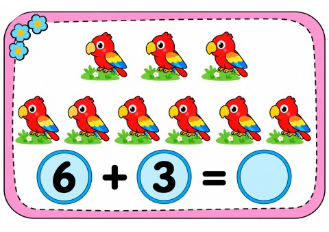 Toplama İşlemi: 6 (ALTIDAN) + 3 (ÜÇTEN) = 9 (DOKUZ) - Kuş Figürleri ile Eğitim Materyali
