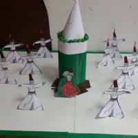 okul öncesınde kağit işler, duvar süsü ,davetiye kartları ,suluboya çalişması (4502)