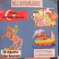 okul öncesınde kağit işler, duvar süsü ,davetiye kartları ,suluboya  çalişması (6032)
