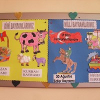 okul öncesınde kağit işler, duvar süsü ,davetiye kartları ,suluboya  çalişması (6039)