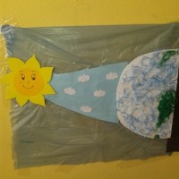 okul öncesınde kağit işler, duvar süsü ,davetiye kartları ,suluboya  çalişması (6924)
