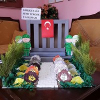 okul öncesınde kağit işler, duvar süsü ,davetiye kartları ,suluboya  çalişması (6945)